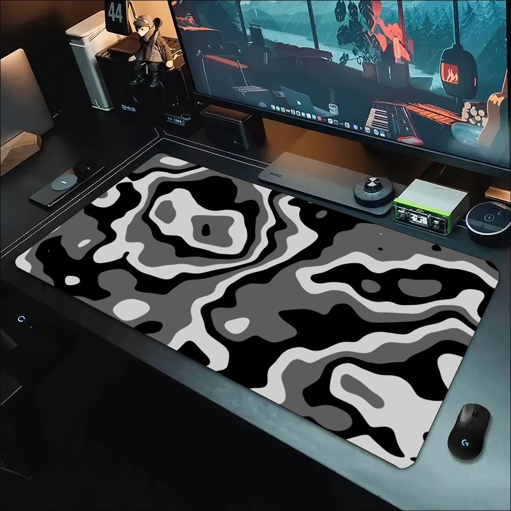 Desk Setup Gaming And Work - Настольный коврик серо-белого цвета с топографическим