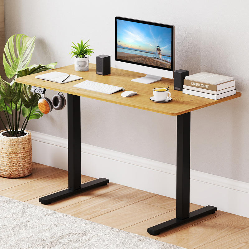 Desk Setup Black And Wood - Электрический каркас стола с регулировкой высоты