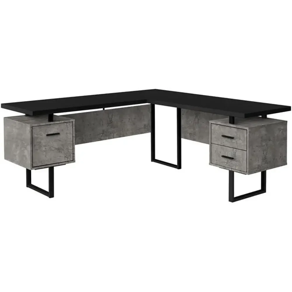 Desk Setup Black And Wood - L-образный компьютерный стол 70 см с