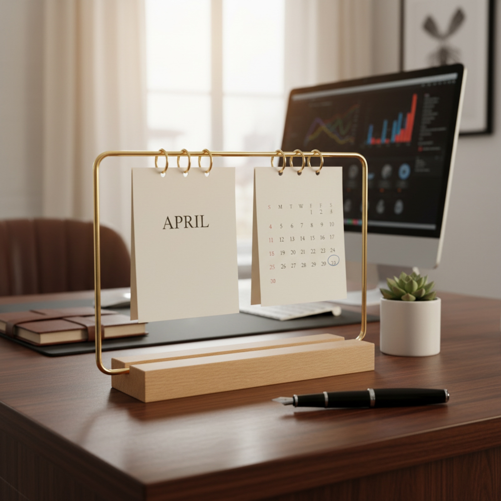 Desk Setup Wood - Деревянная подставка для календаря, устойчивая, качественная,