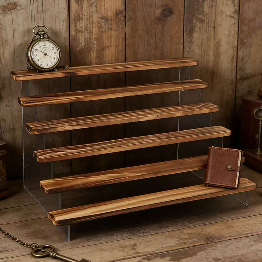 Desk Setup Wood - Подставка-стеллаж из обожженного дерева, 2–6-ярусная акриловая
