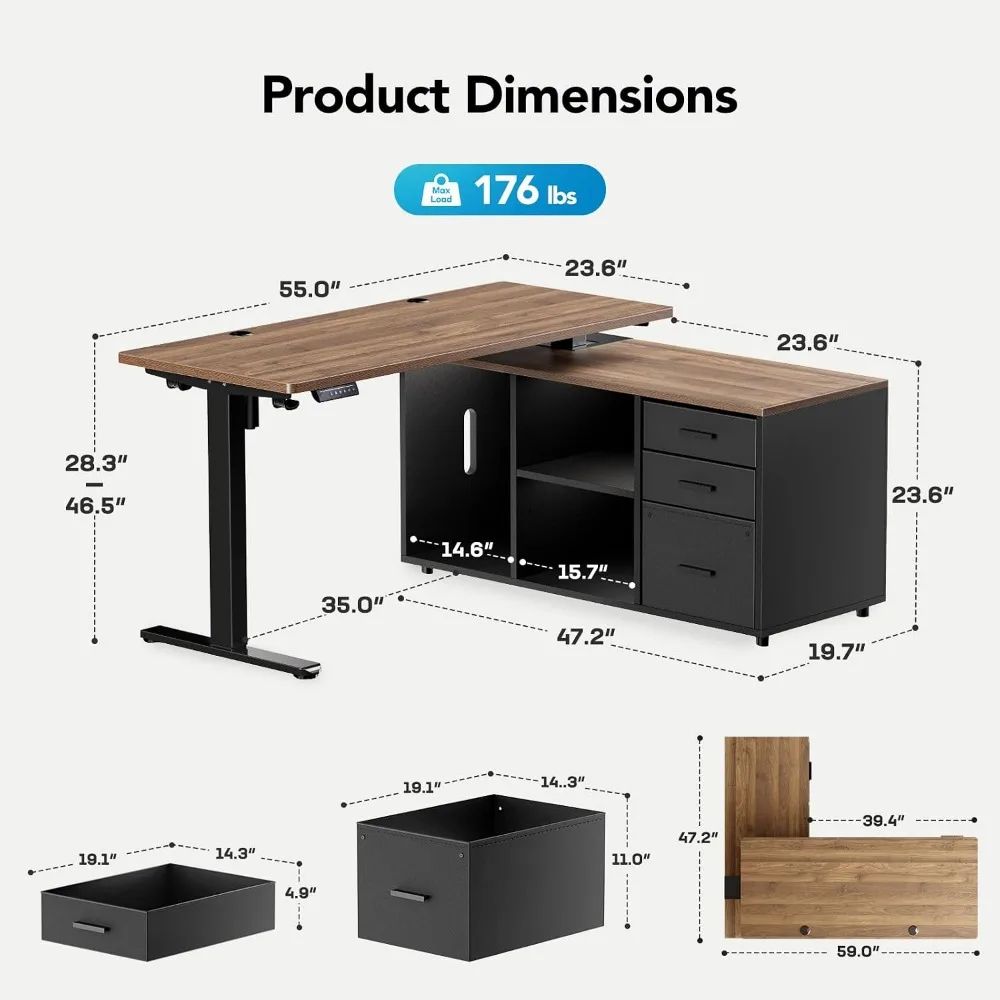 Рабочий стол HUANUO 55 дюймов  – обзор и цена Desk Setup Height