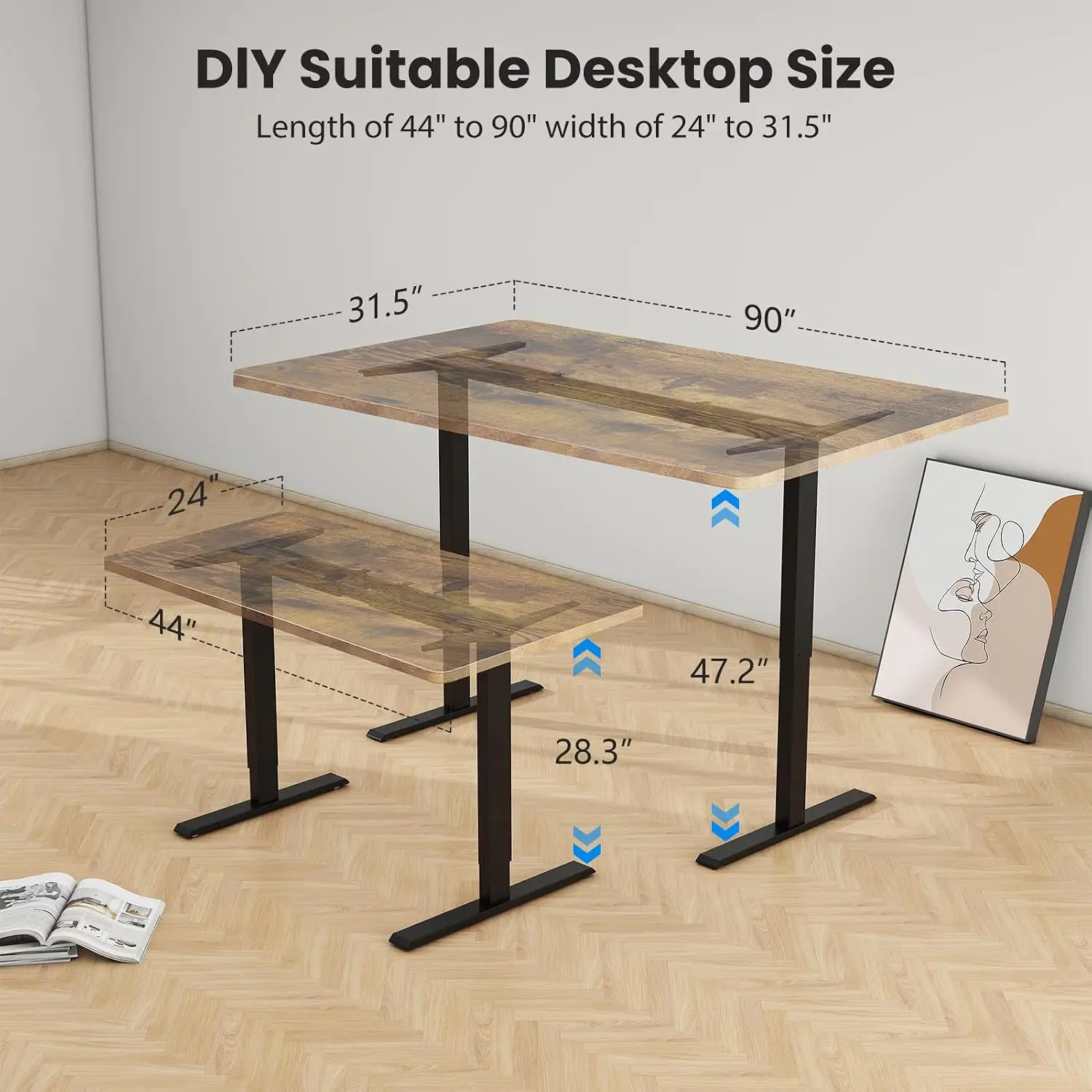 Каркас стола с двумя моторами  – обзор и цена Desk Setup Height