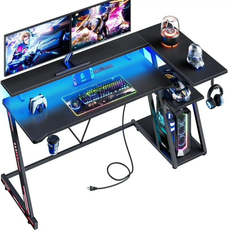 Черный угловой игровой стол из – обзор и цена Desk Setup Black And Wood