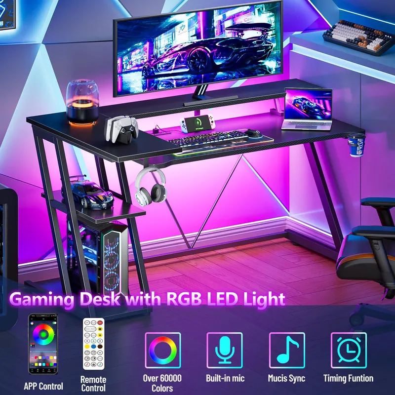 Черный угловой игровой стол из – обзор и цена Desk Setup Black And Wood