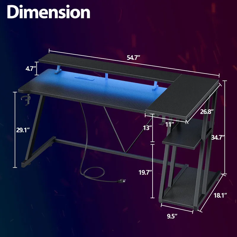 Черный угловой игровой стол из – обзор и цена Desk Setup Black And Wood