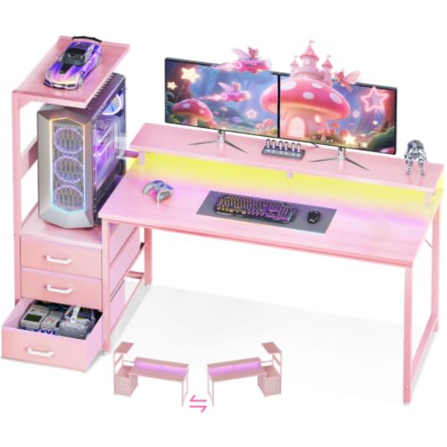 Игровой стол с подставкой для  – обзор и цена Desk Setup Black And Wood