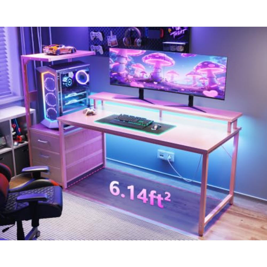 Игровой стол с подставкой для  – обзор и цена Desk Setup Black And Wood